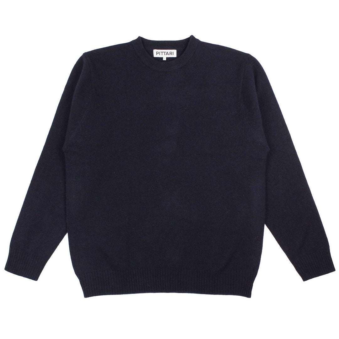 Pittari Knitwear Beacon Plain Lambswool Crew Navy