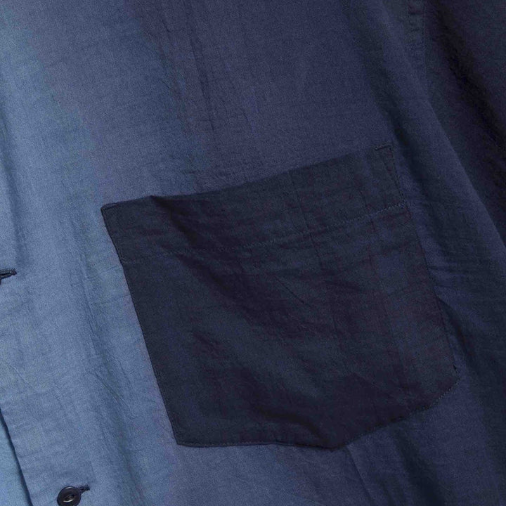 YMC Mitchum Short Sleeve Shirt Blue Fabric Image