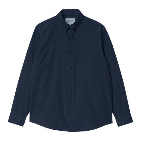 Bolton Oxford Cotton Shirt Navy Garment Dyed - Merchant Menswear