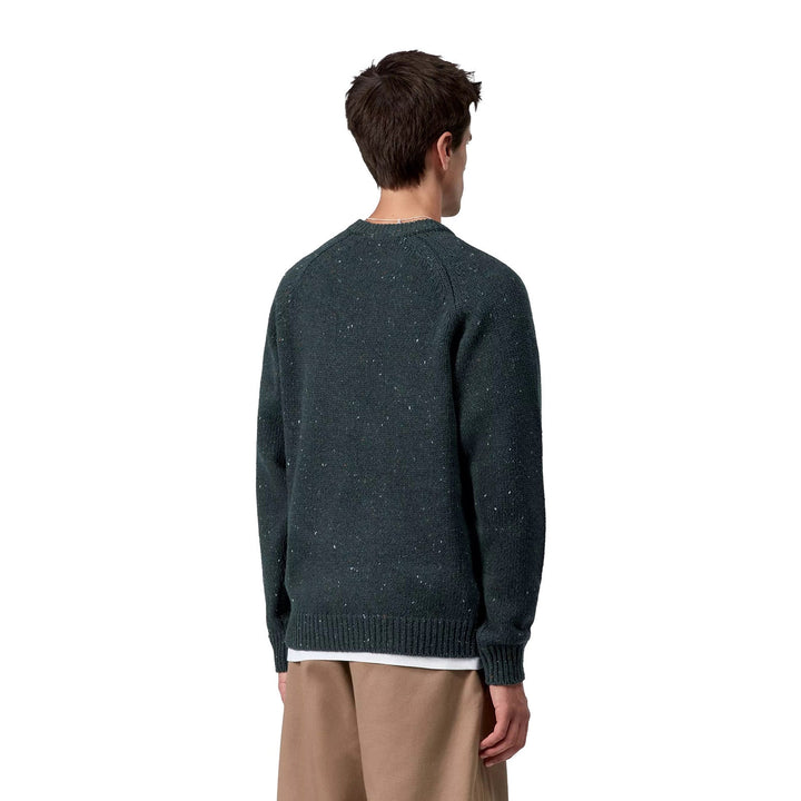 Carhartt WIP Anglistic Wool/Cotton Crew Speckled Deep Lagoon - Merchant Menswear