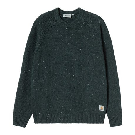 Carhartt WIP Anglistic Wool/Cotton Crew Speckled Deep Lagoon - Merchant Menswear