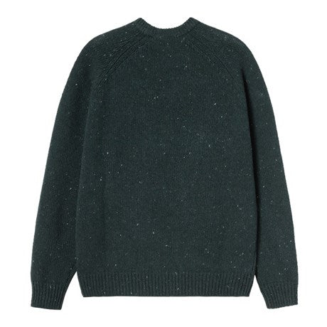 Carhartt WIP Anglistic Wool/Cotton Crew Speckled Deep Lagoon - Merchant Menswear