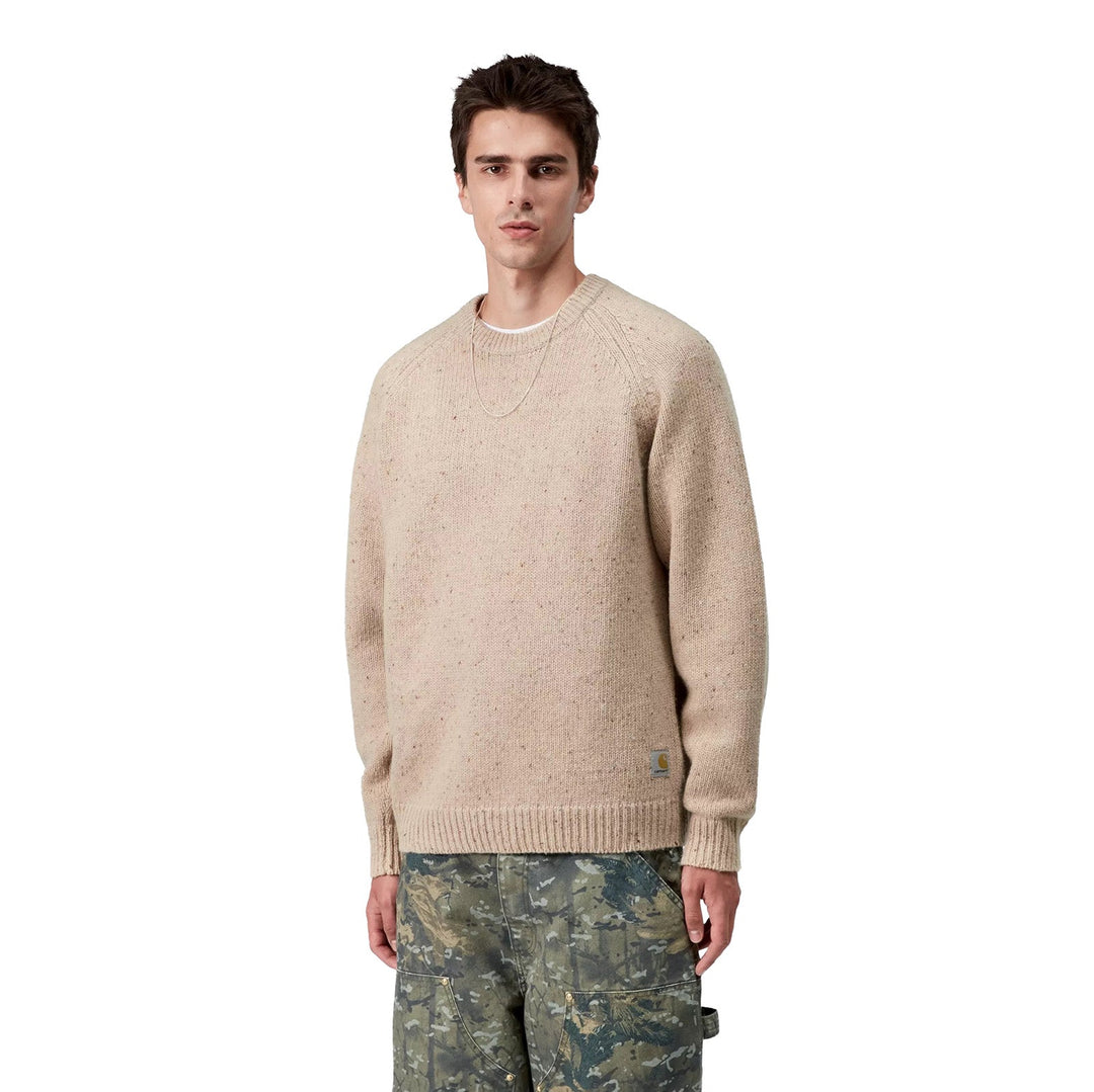 Carhartt WIP Anglistic Wool/Cotton Crew Speckled Fleur De Sel - Merchant Menswear