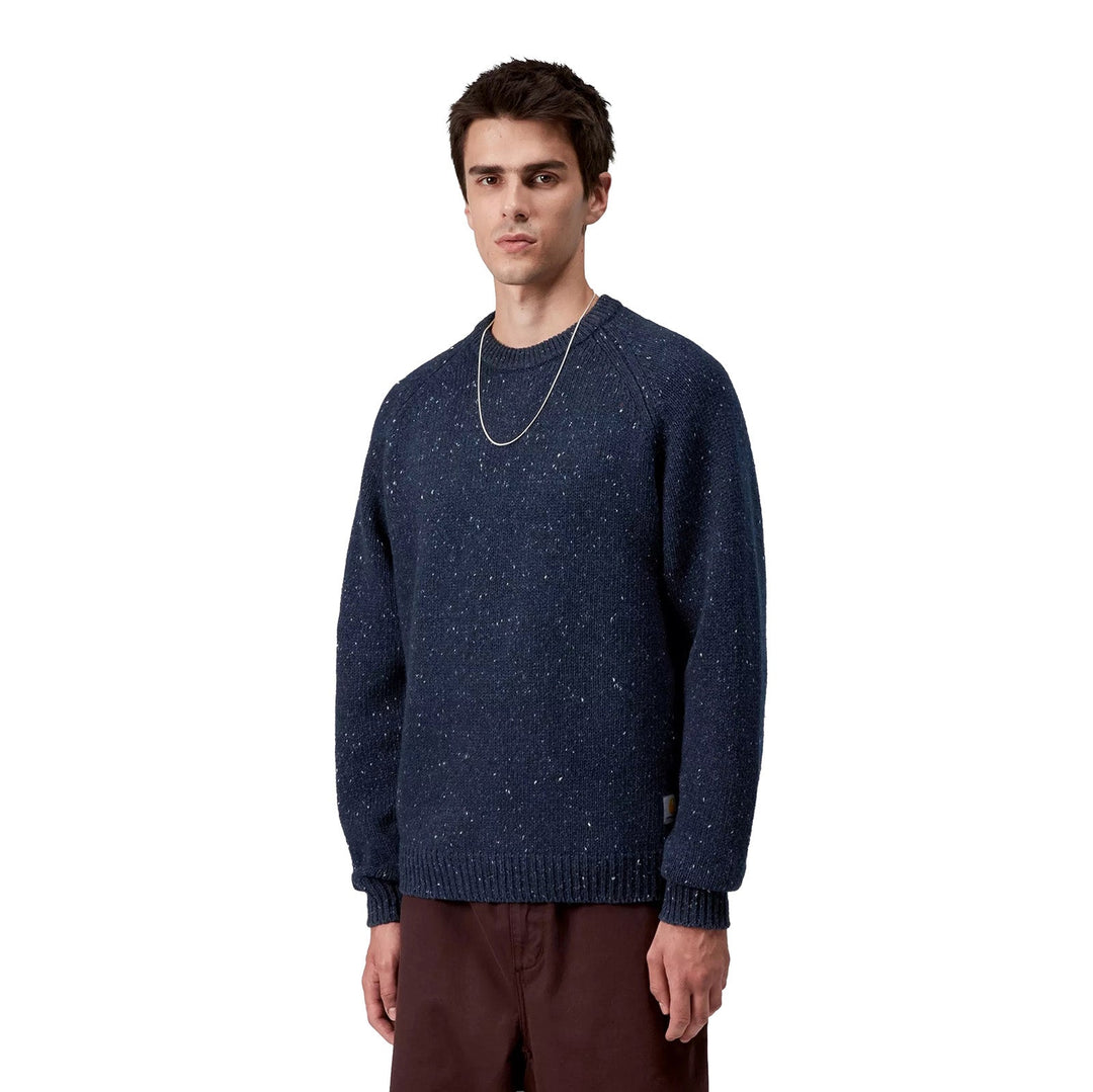 Carhartt WIP Anglistic Wool/Cotton Crew Speckled Jupiter - Merchant Menswear