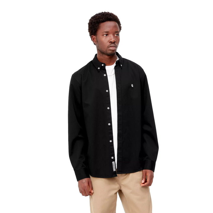Carhartt WIP L/S Madison Twill Shirt Black / Wax - Merchant Menswear