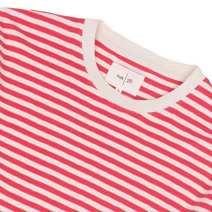 Classic Stripe T-Shirt Raspberry Stripe - Merchant Menswear