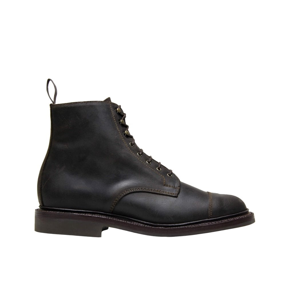 Craig Waxy Suede Cap Derby Boot Dark Brown - Merchant Menswear