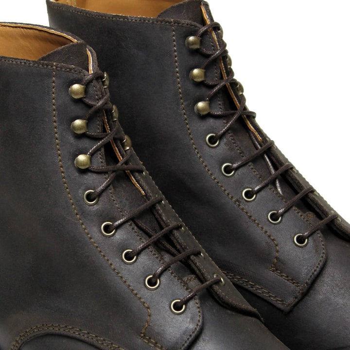 Craig Waxy Suede Cap Derby Boot Dark Brown - Merchant Menswear