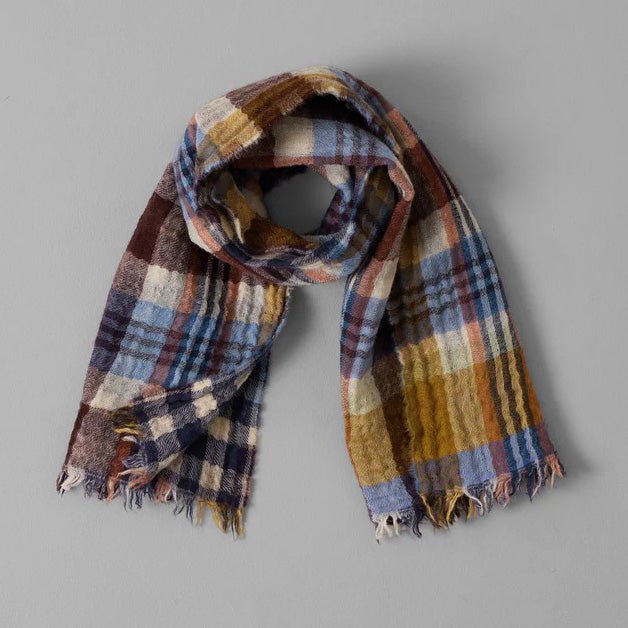 Dual Check Handwoven Knot Scarf Earth Multi - Merchant Menswear