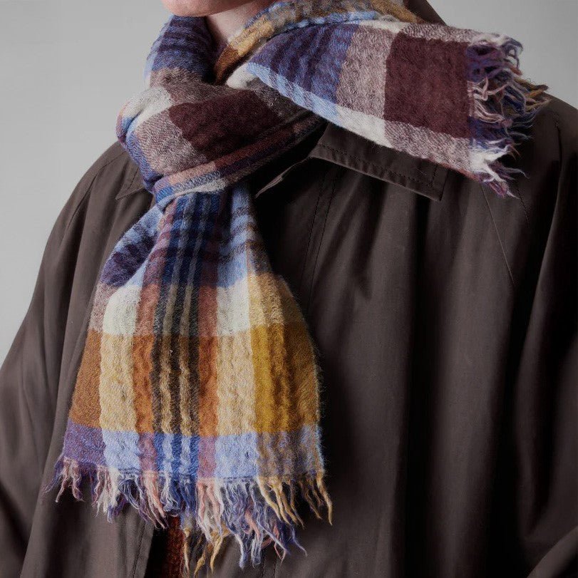 Dual Check Handwoven Knot Scarf Earth Multi - Merchant Menswear