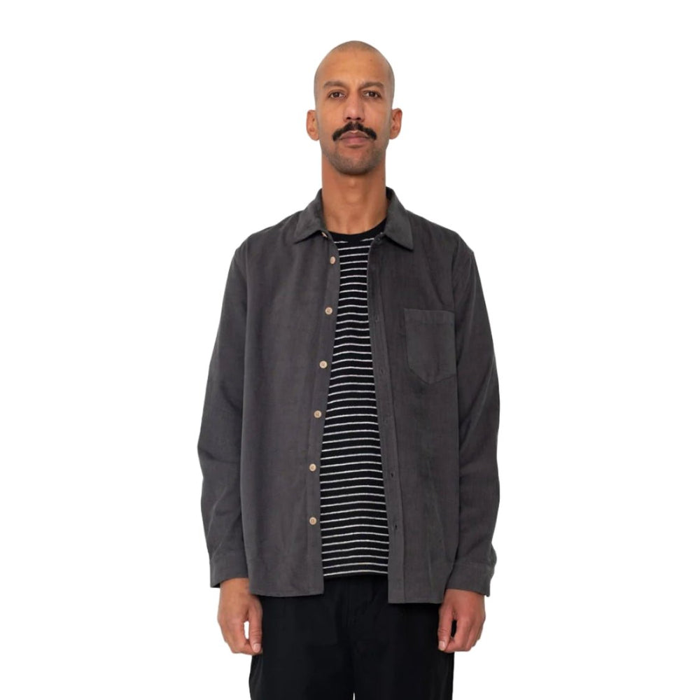 Folk Direction Babycord Shirt Charcoal - Merchant Menswear
