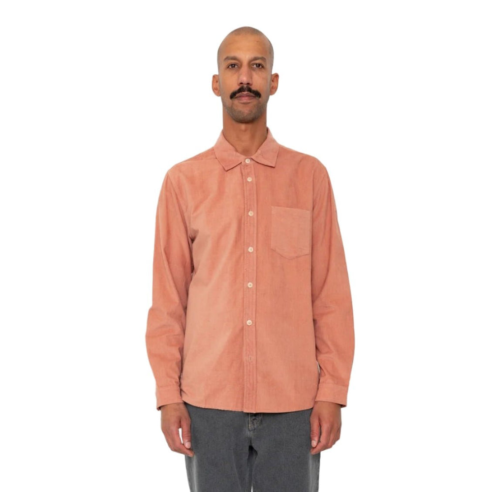 Folk Direction Babycord Shirt Dusty Pink - Merchant Menswear
