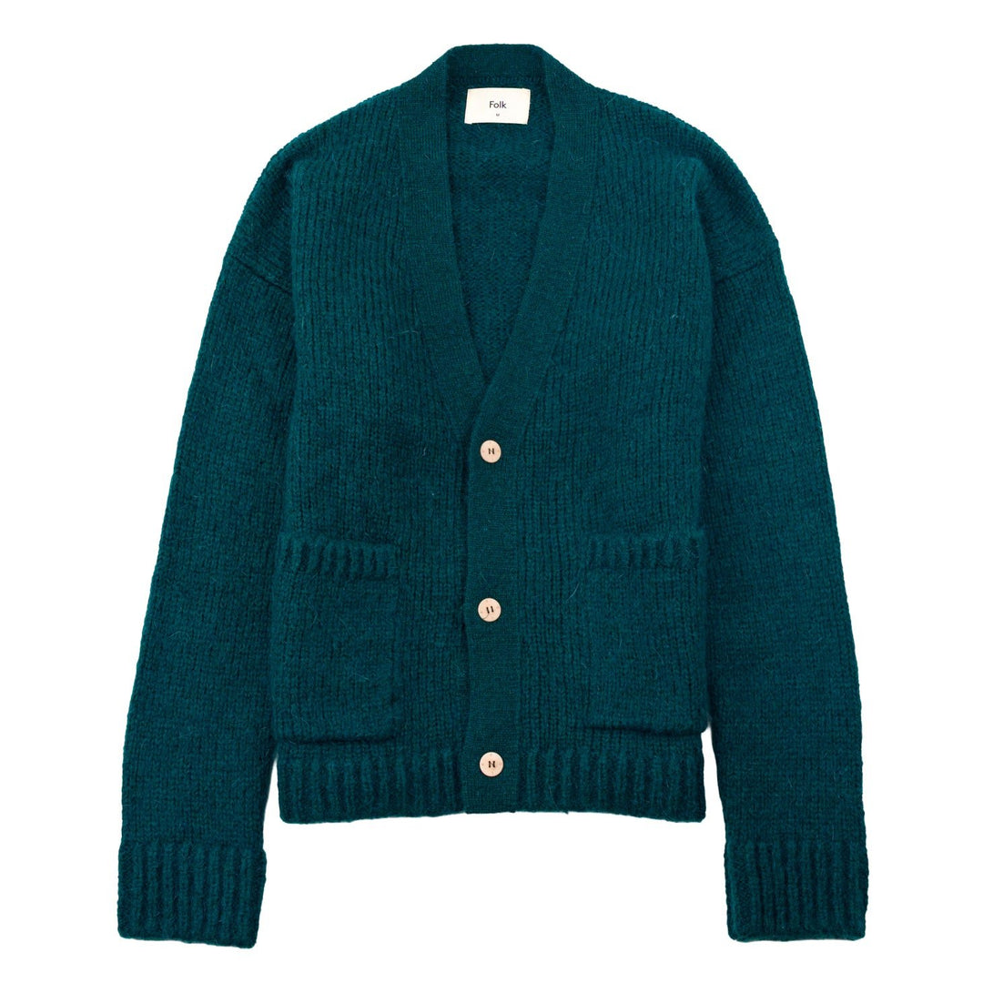 Folk Relaxed Cardigan Phthalo Green - Merchant Menswear