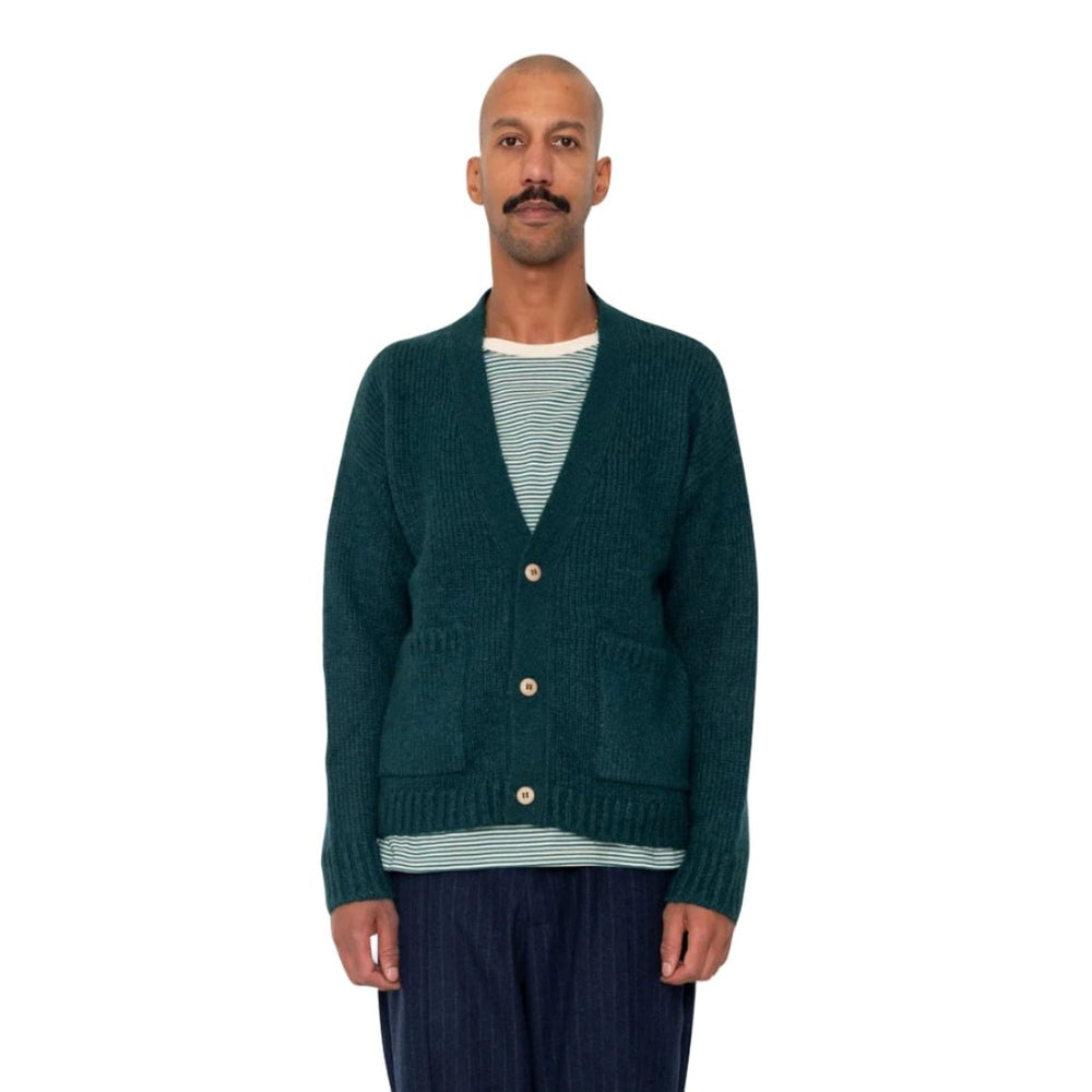 Folk Relaxed Cardigan Phthalo Green - Merchant Menswear