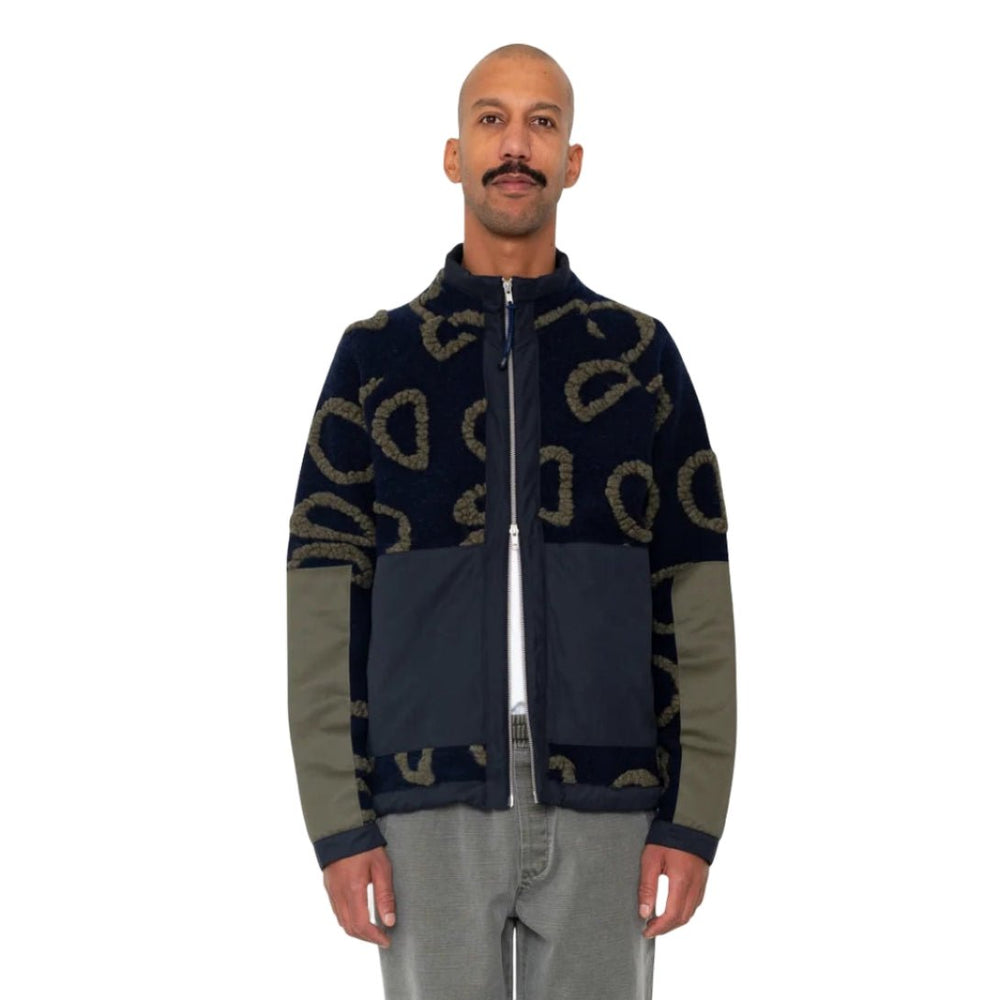 Folk Signal Fleece Circle Jacquard Navy - Merchant Menswear