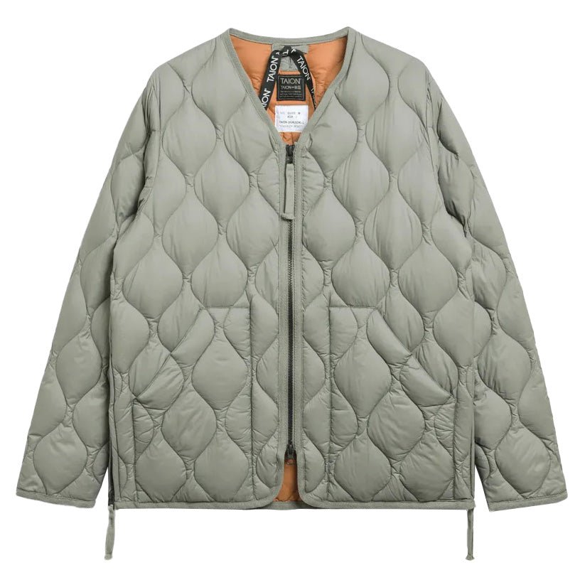 Military V Neck Down Jacket Dark Sage - Merchant Menswear