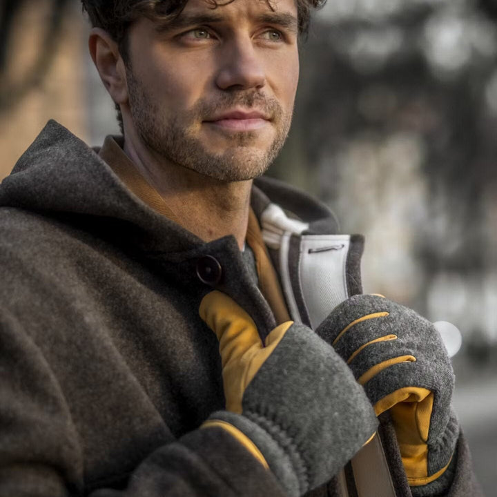 Noah Leather/Wool Glove Charcoal / Tan - Merchant Menswear