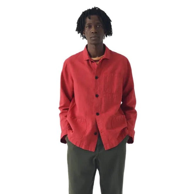 Toast Menswear Arlo Garment Dye Herringbone Jacket Cardinal - Merchant Menswear