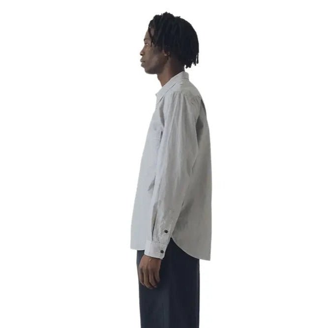 Toast Menswear Fine Stripe Cotton Shirt Ecru / Slate - Merchant Menswear