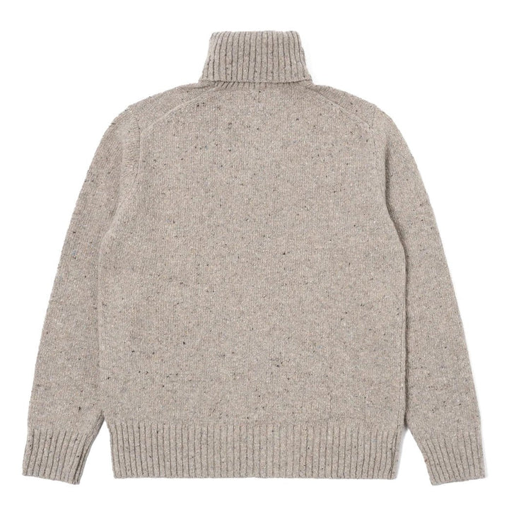 Tweed Knit Roll Neck Oatmeal - Merchant Menswear