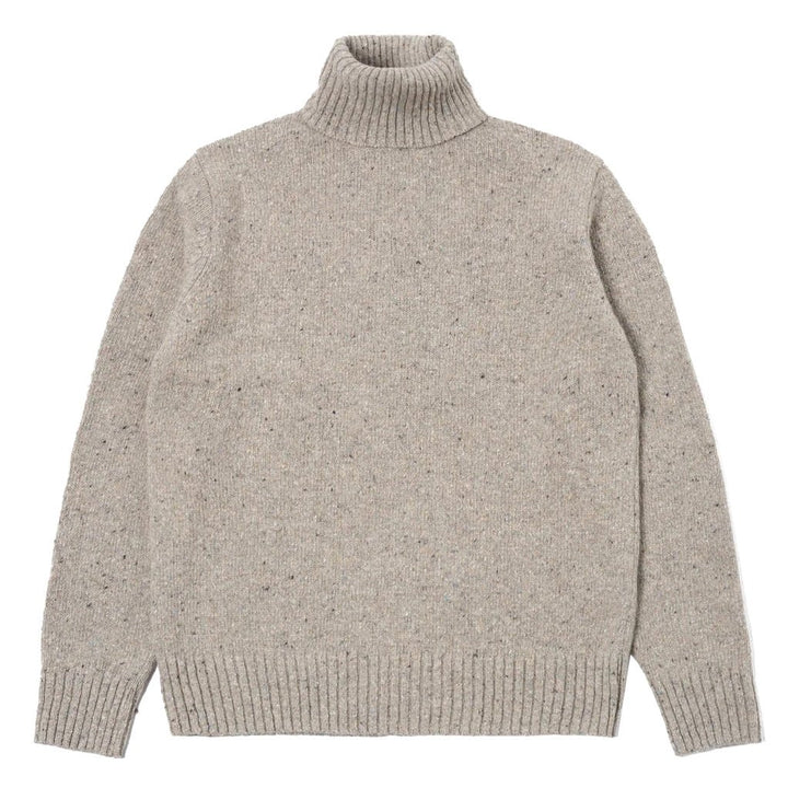 Tweed Knit Roll Neck Oatmeal - Merchant Menswear