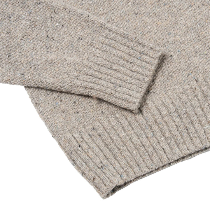 Tweed Knit Roll Neck Oatmeal - Merchant Menswear