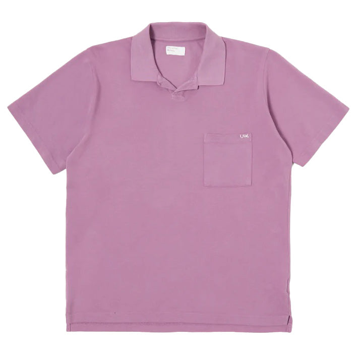 universal works Vacation Pique Polo In Lilac Front View