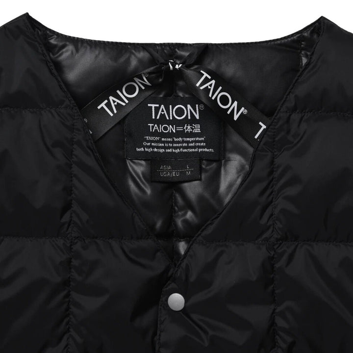 Taion V Neck Down Vest Black Neckline Image