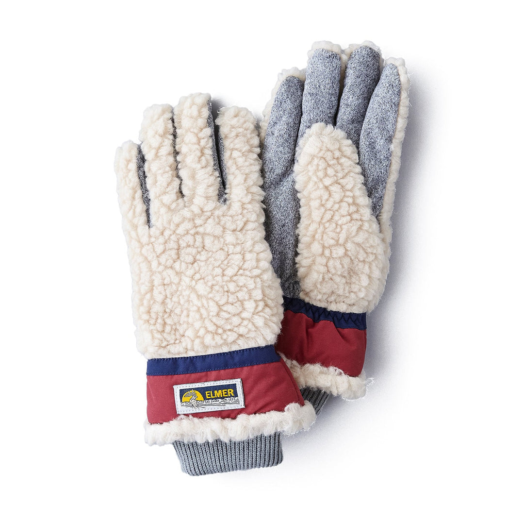 Deep Pile Wool Gloves Beige / Wine - Merchant Menswear