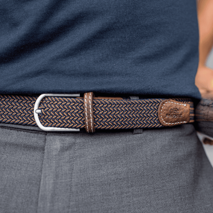 Havana Woven Belt Blue / Brown - Merchant Menswear