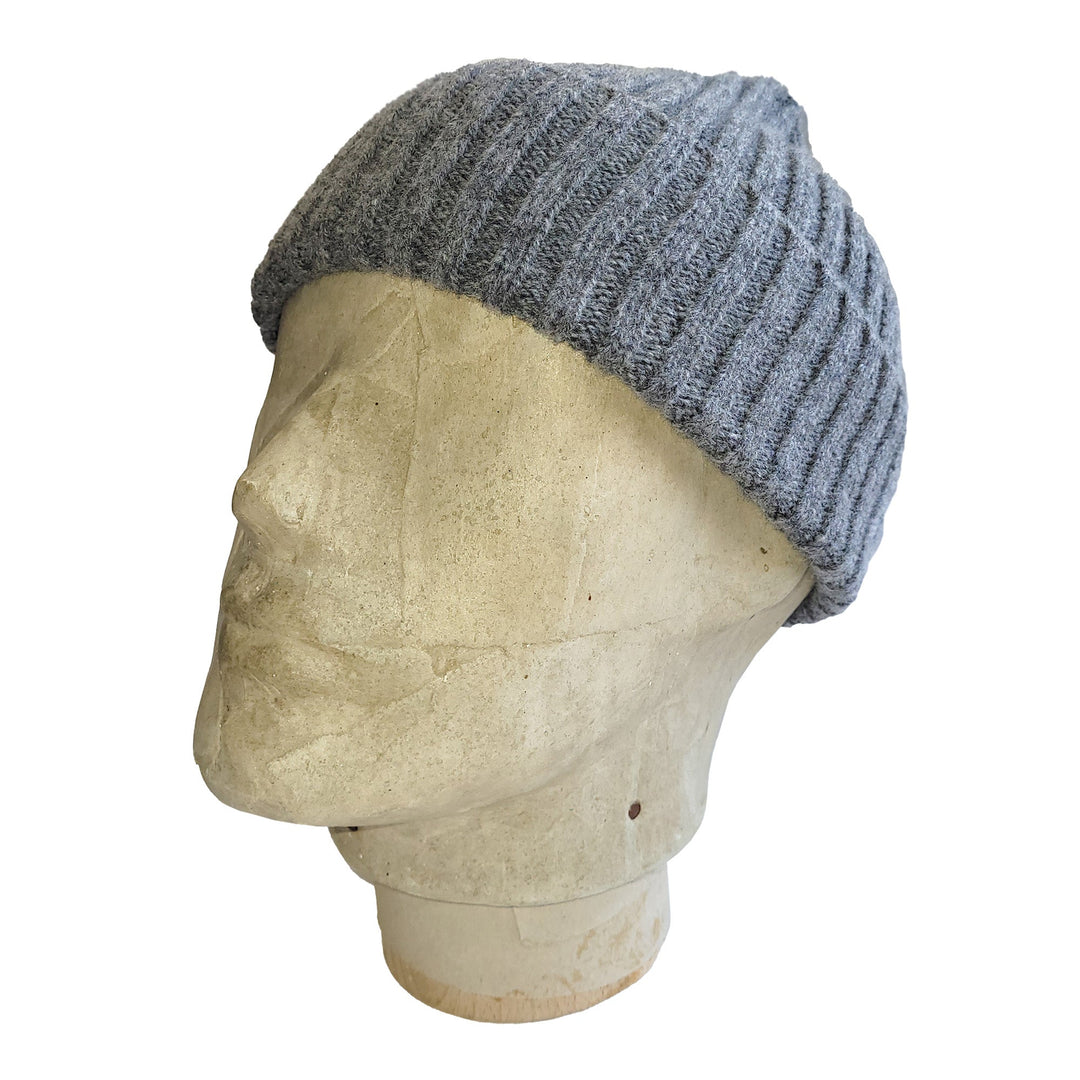 Ribbed Lambswool Beanie Grey Mix - Merchant Menswear