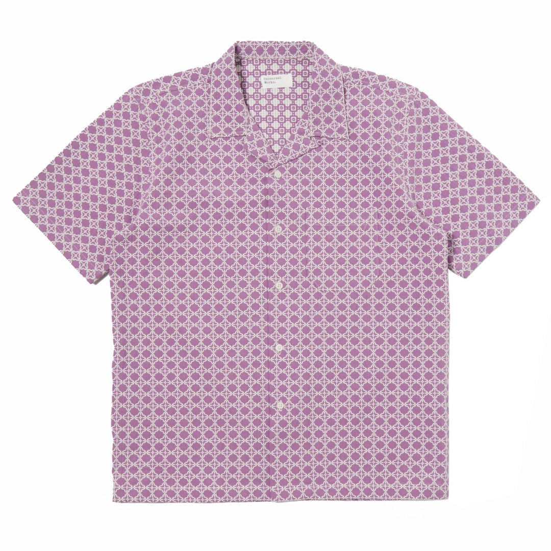 Road Shirt In Woven Tile Design Lilac Front Image