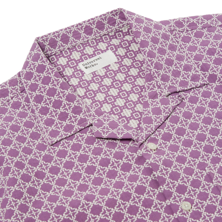 Road Shirt In Woven Tile Design Lilac Close up Image