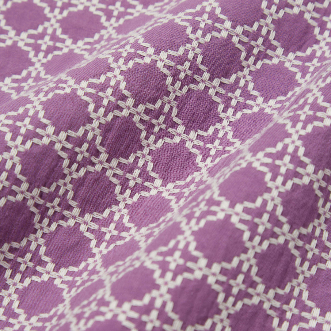 Road Shirt In Woven Tile Design Lilac Close Up Fabric Image