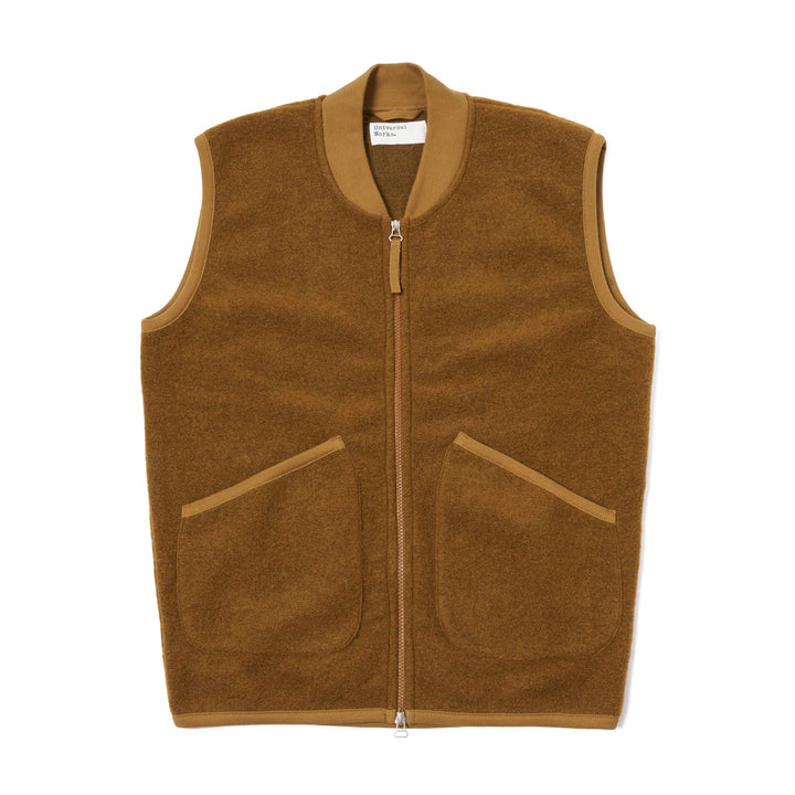 Wool Fleece Zip Waistcoat Mustard