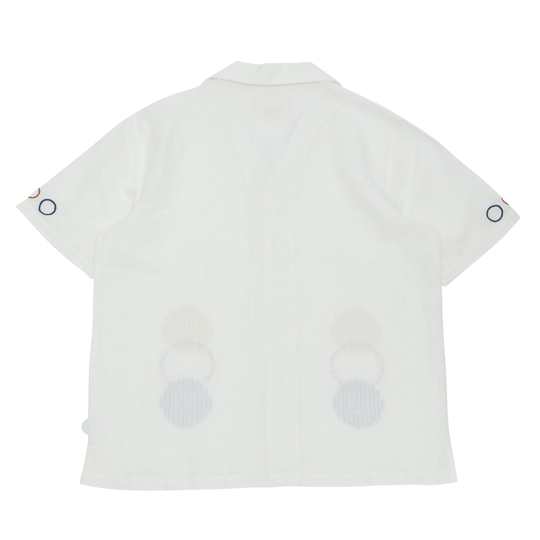 SS Soft Collar Shirt Ecru Sun Embroidery