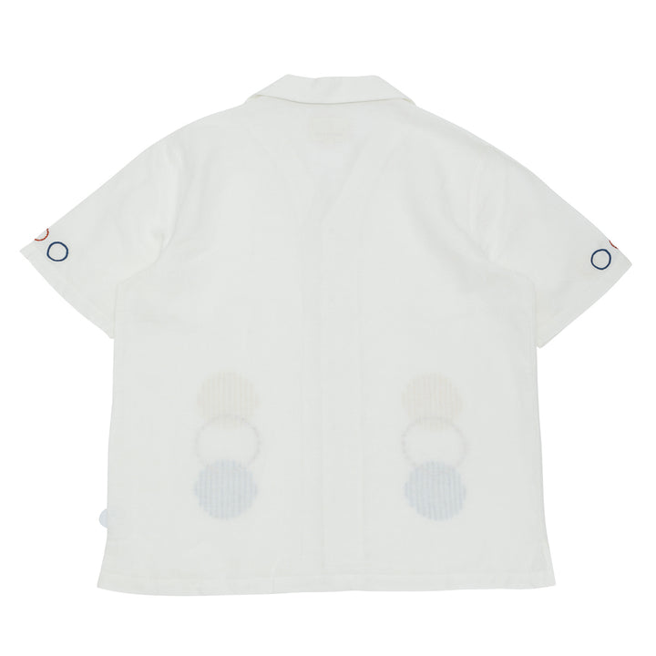 SS Soft Collar Shirt Ecru Sun Embroidery