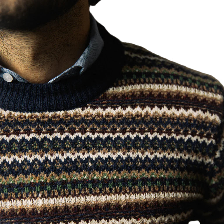 Mos Mosh Gallery Laporte Ice Pullover Charcoal Melange Model Close Up