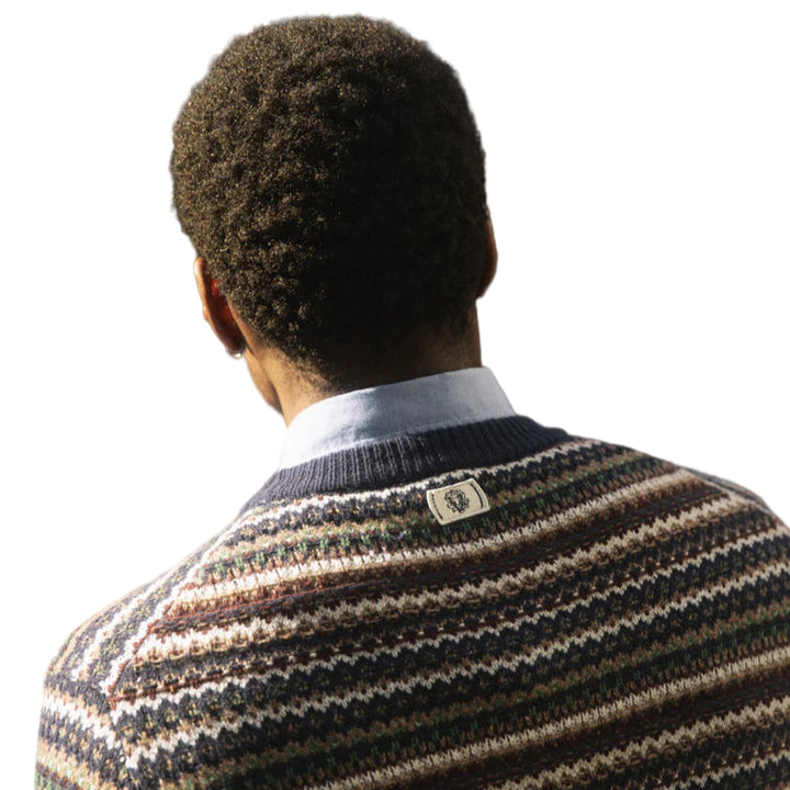 Mos Mosh Gallery Laporte Ice Pullover Charcoal Melange Model Back