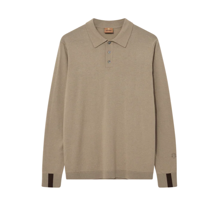 Mos Mosh Gallery Adam Soft L/S Polo Knit Aluminium Front
