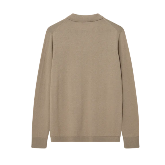 Mos Mosh Gallery Adam Soft L/S Polo Knit Aluminium Back