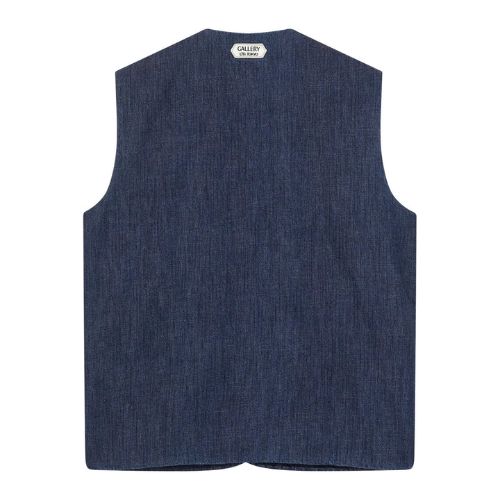 Mos Mosh Gallery Pisa Waistcoat Blue Chambray Back