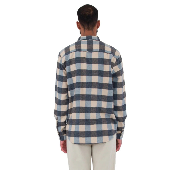 Folk Relaxed Fit Flannel Check Shirt Blue Back View
