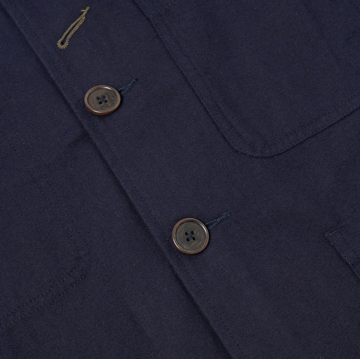 Bakers Jacket Brushed Moleskin Navy Button Closure