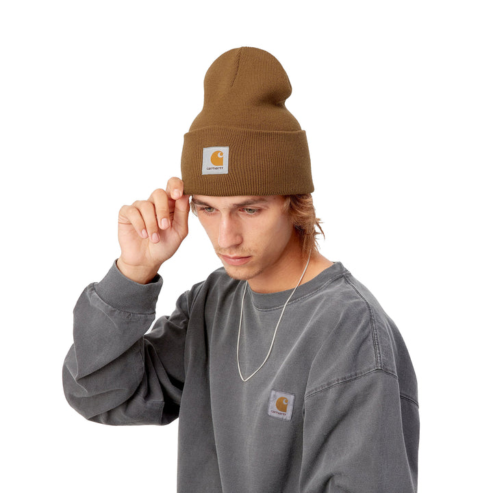 Carhartt WIP Acrylic Watch Hat Hamilton Brown Model Front Image