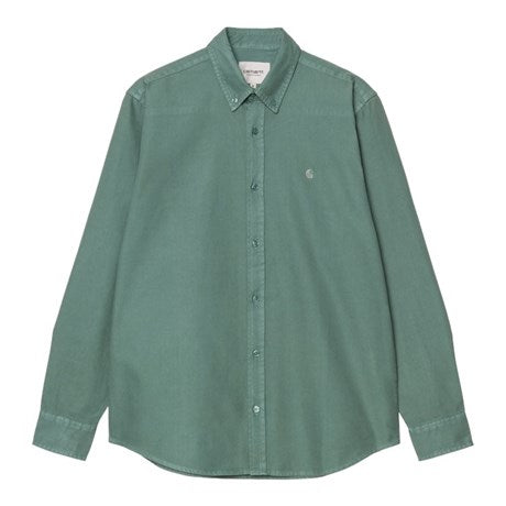 Carhartt WIP Bolton Cotton Oxford Shirt Silver Pine Front