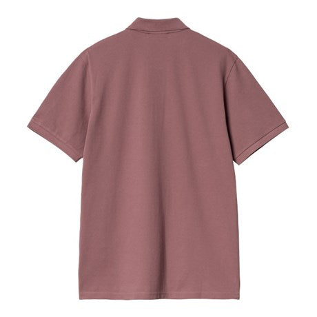 Carhartt WIP Chase Pique Garment Wash Polo Dusky Pink / Gold Back