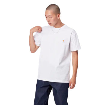 Carhartt WIP Chase Tee White / Gold Model Image