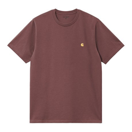 Carhartt WIP Chase Tee Dusky Pink Gold Front