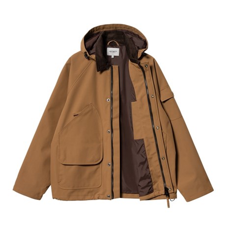 Carhartt WIP Clarton Jacket Nylon Canvas Hamilton Brown Front Inner Detail